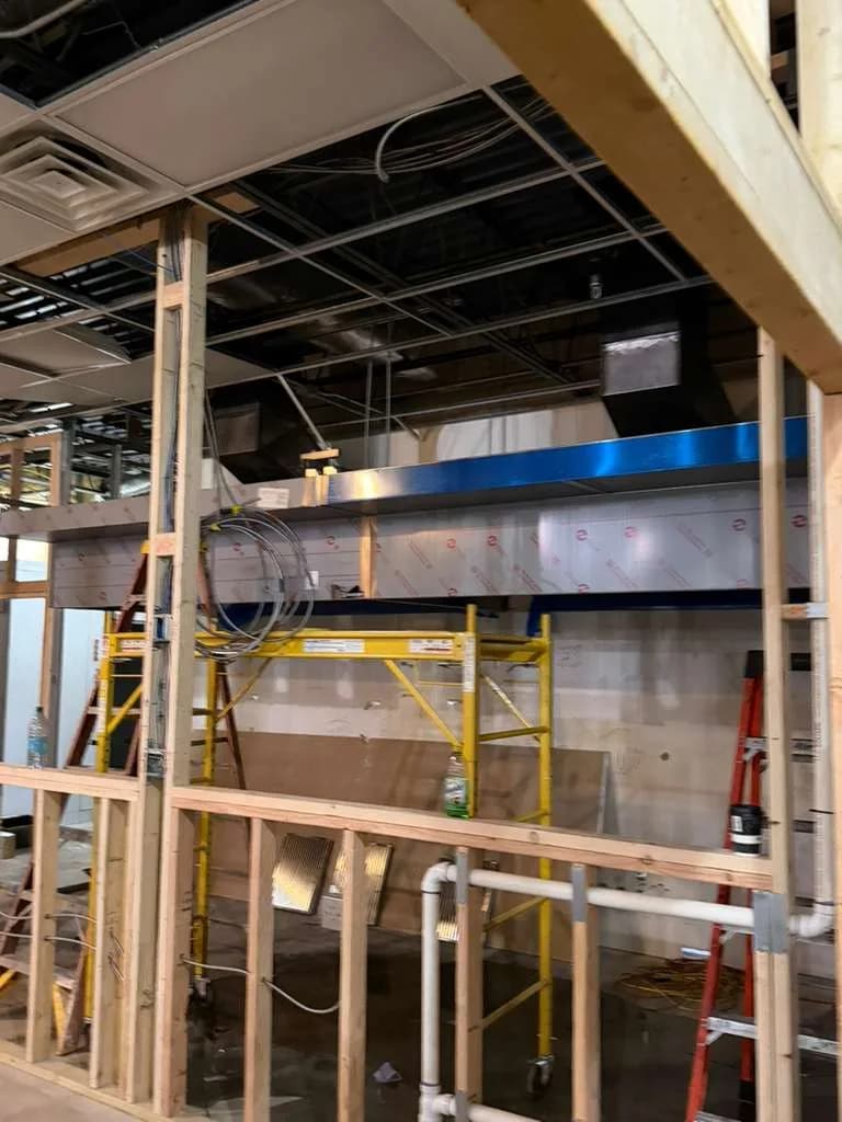 CaptiveAire hood and ductwork installation in progress at Maryland restaurant