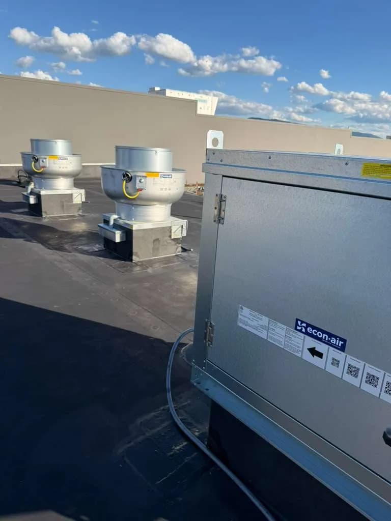Commercial rooftop exhaust fans requiring emergency repair service